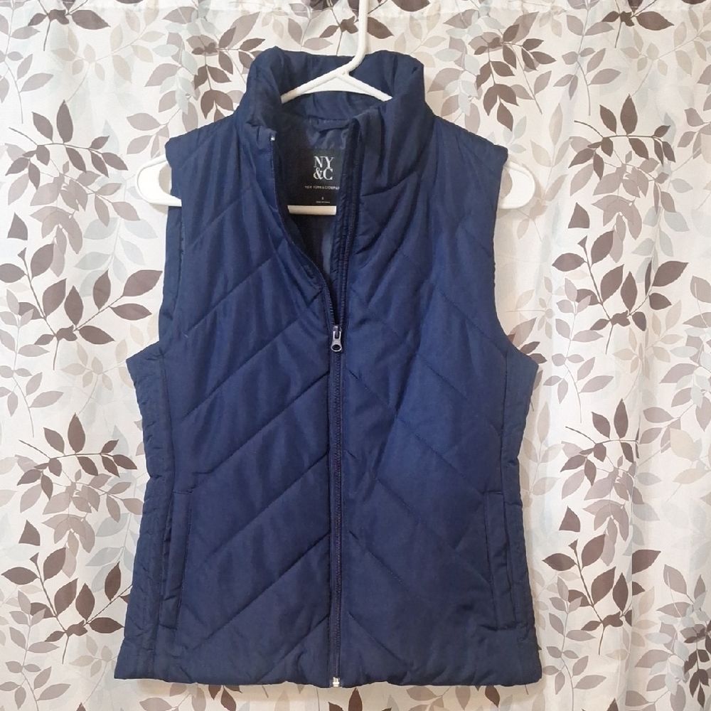 New York & Co Blue Vest Small